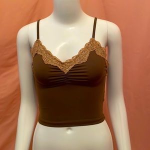 Y2k aesthetic Brown Cropped Cami-Top, size Small